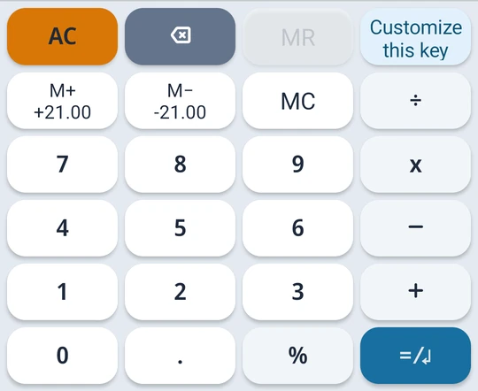 K1: numbers, operators, and memory keys