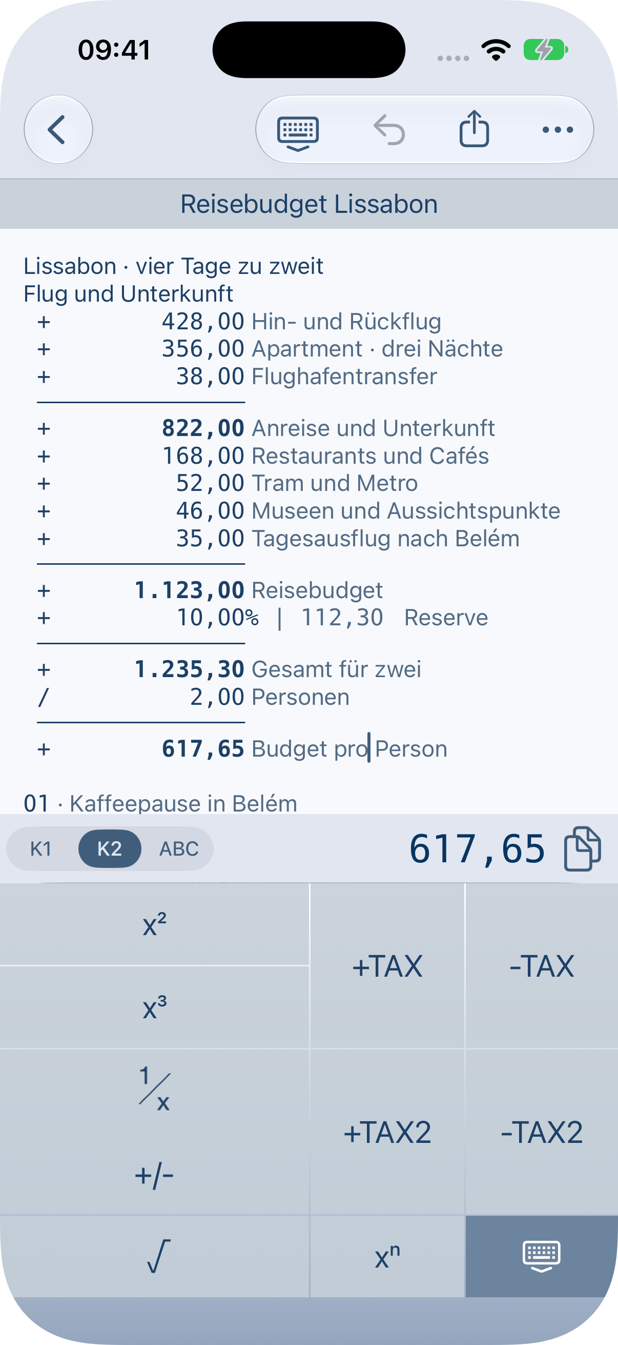 CalcTape für iPhone & iPad – Screenshot