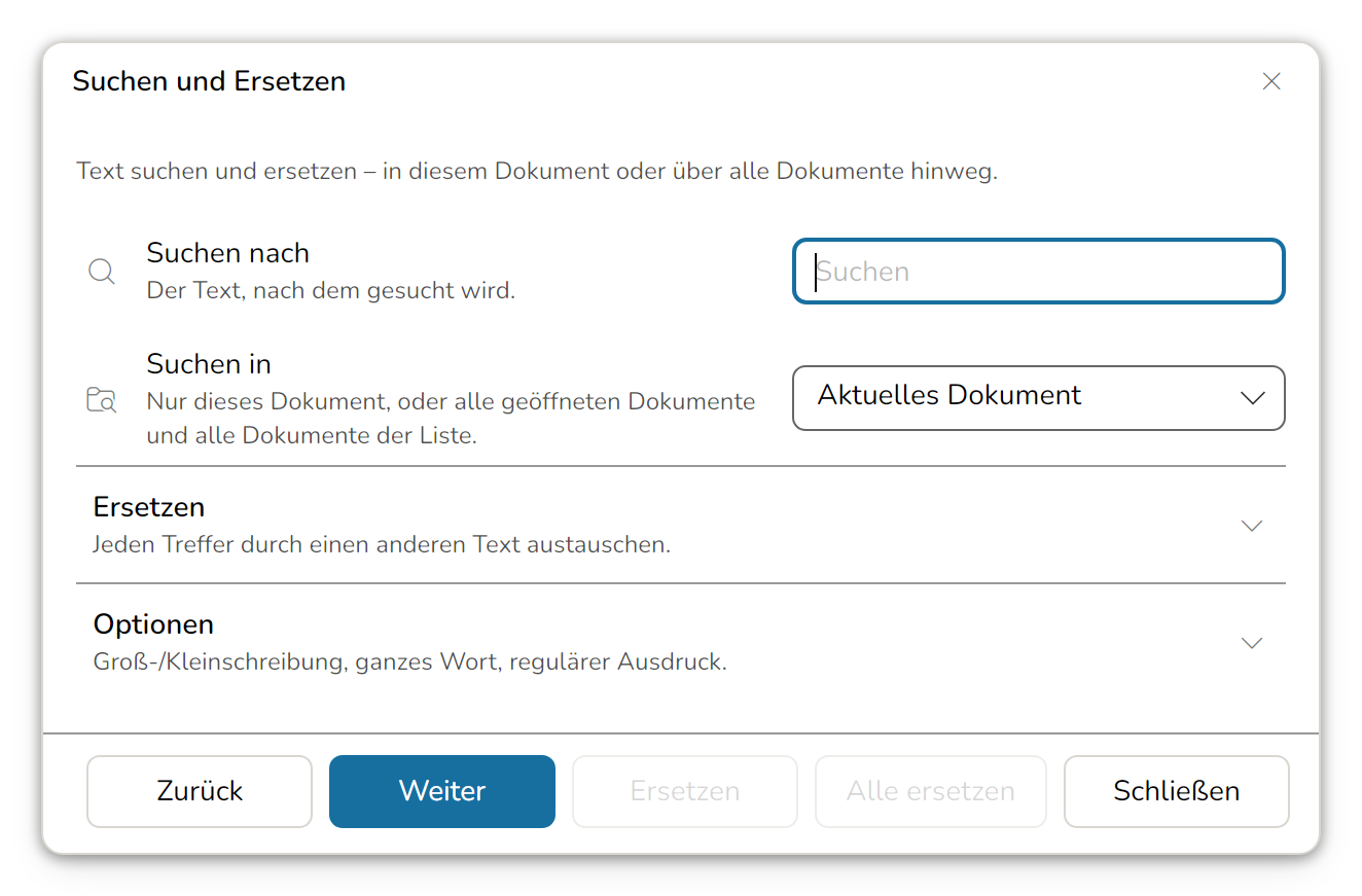 Suchen und Ersetzen