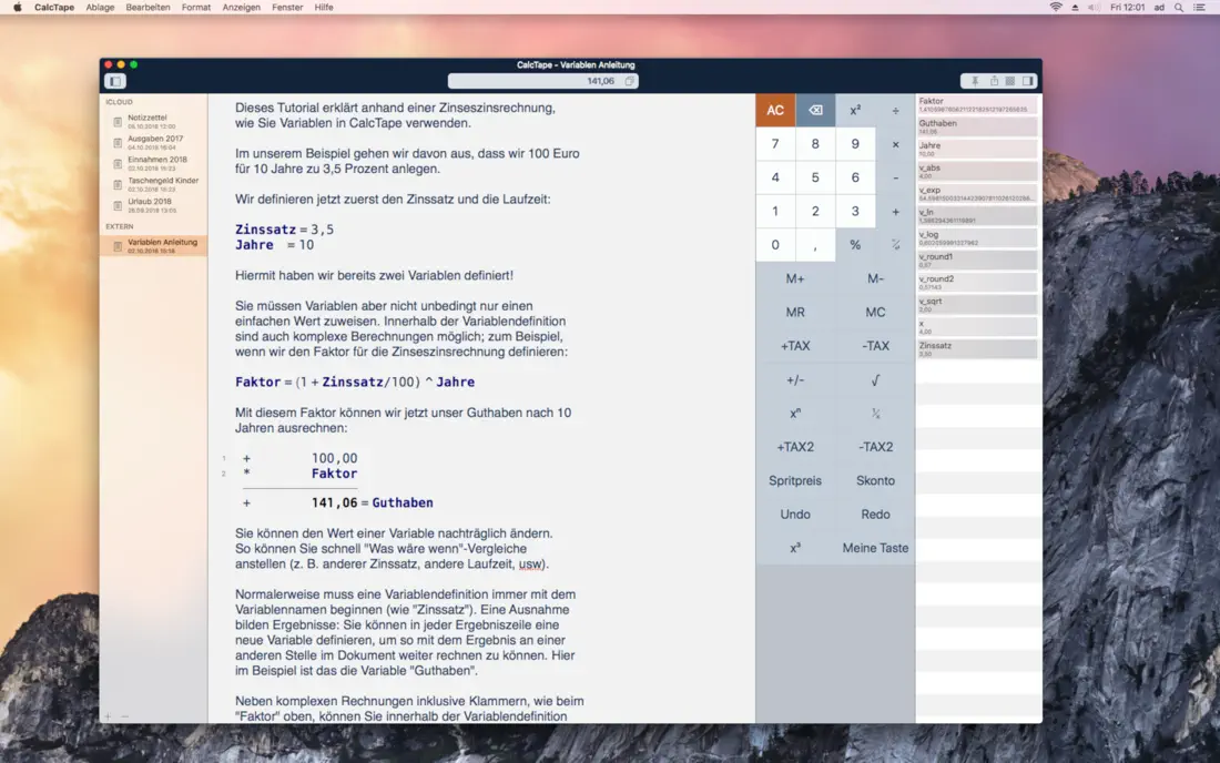 CalcTape für Mac – Screenshot
