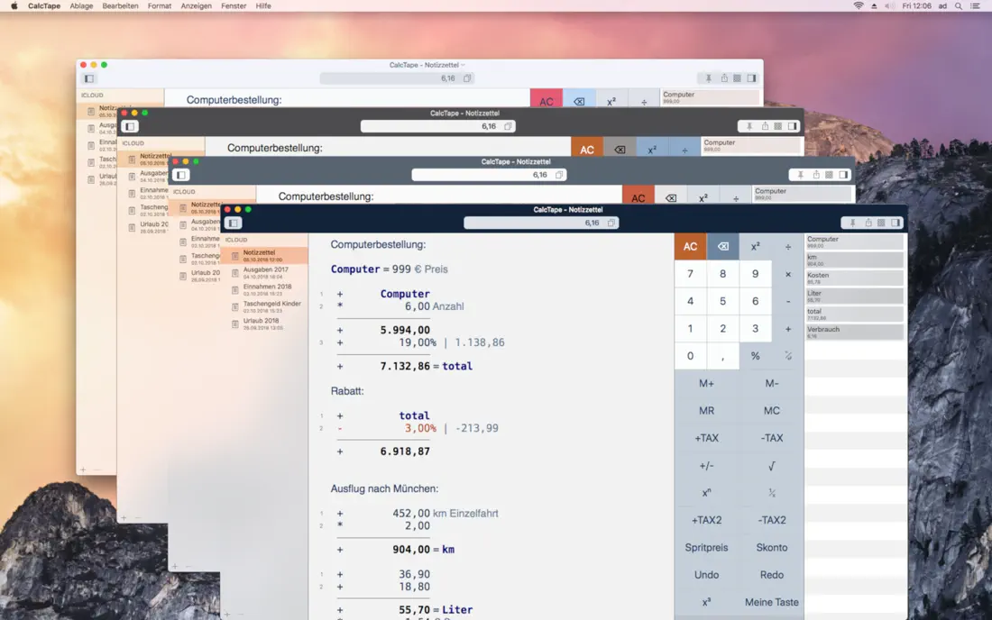 CalcTape für Mac – Screenshot