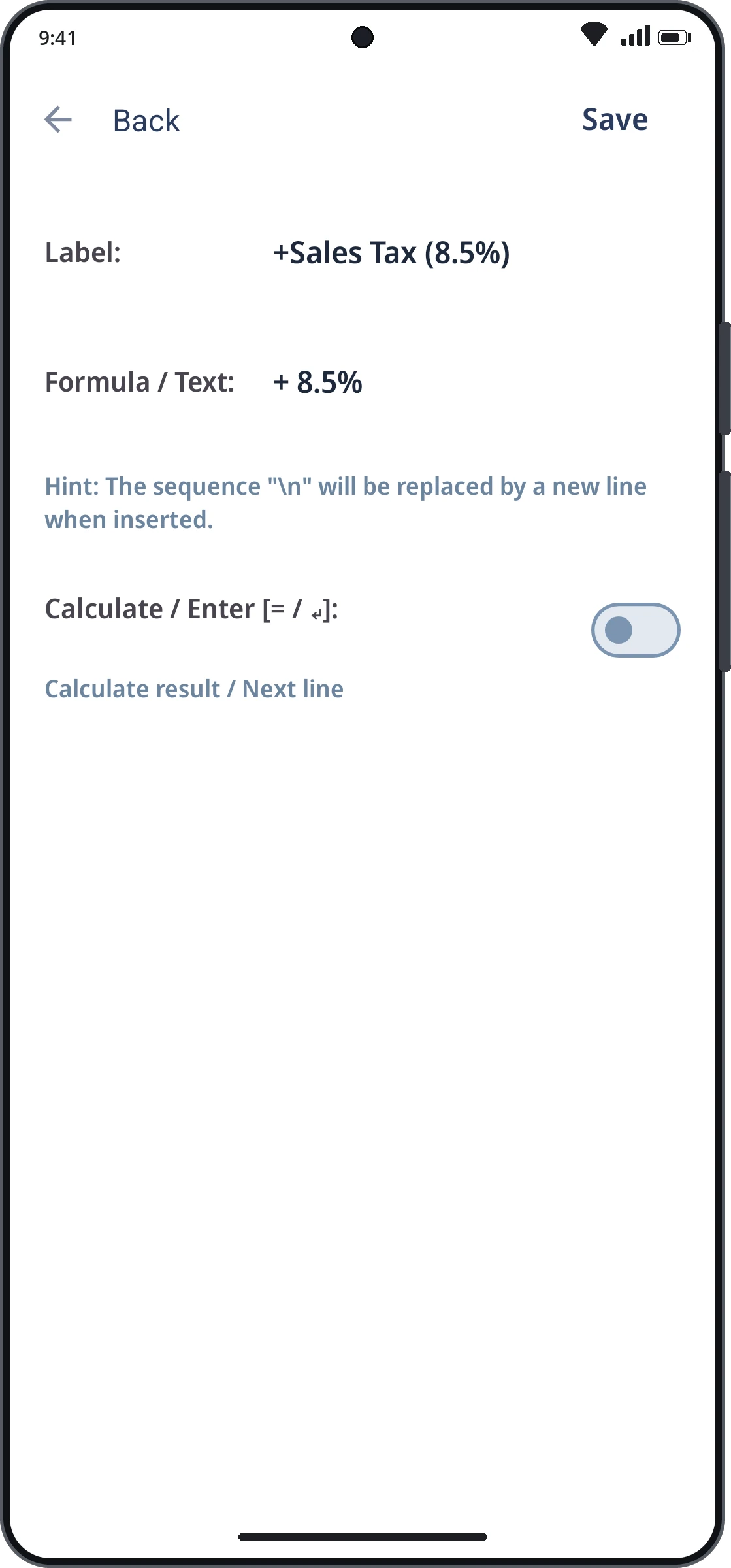 CalcTape for Android – screenshot