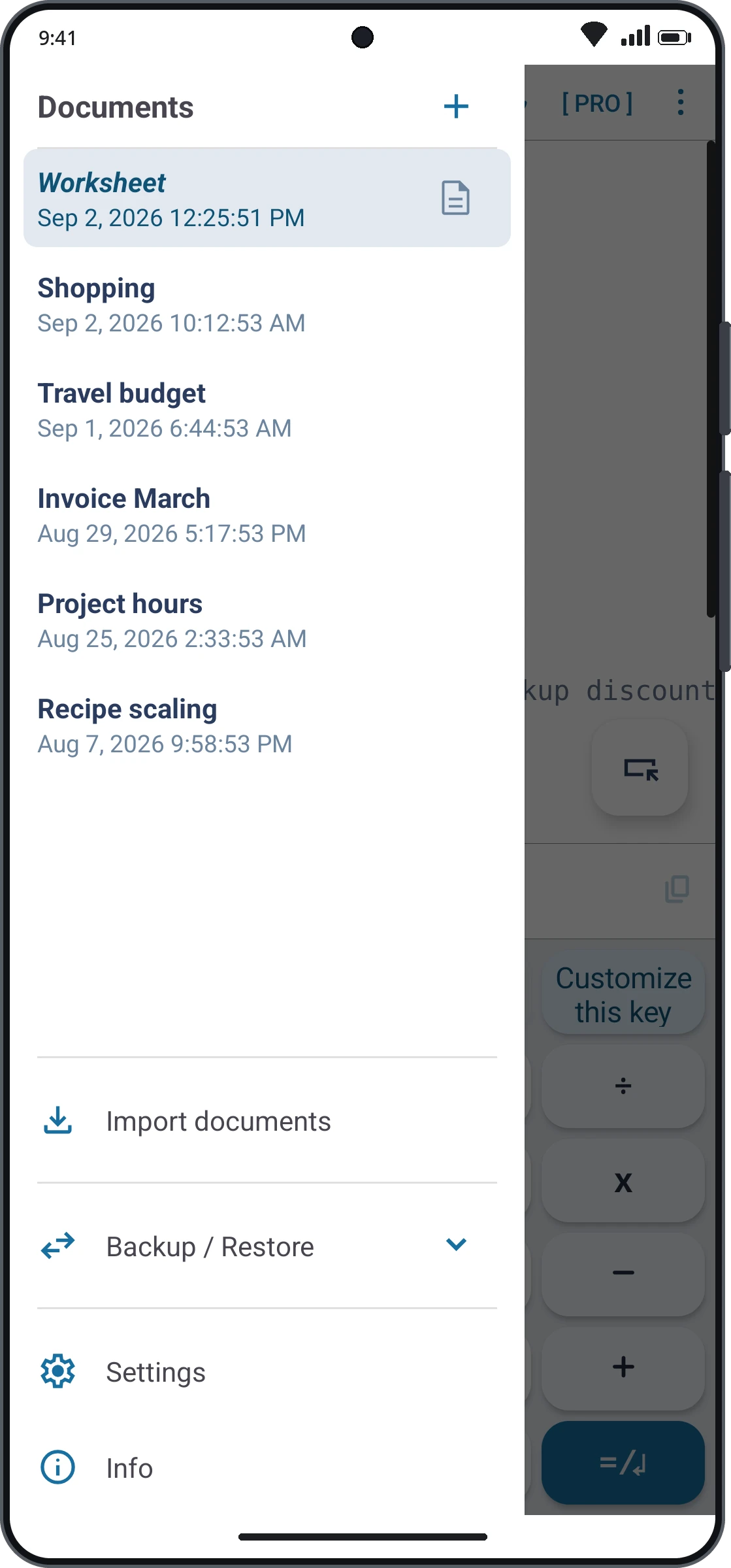 CalcTape for Android – screenshot