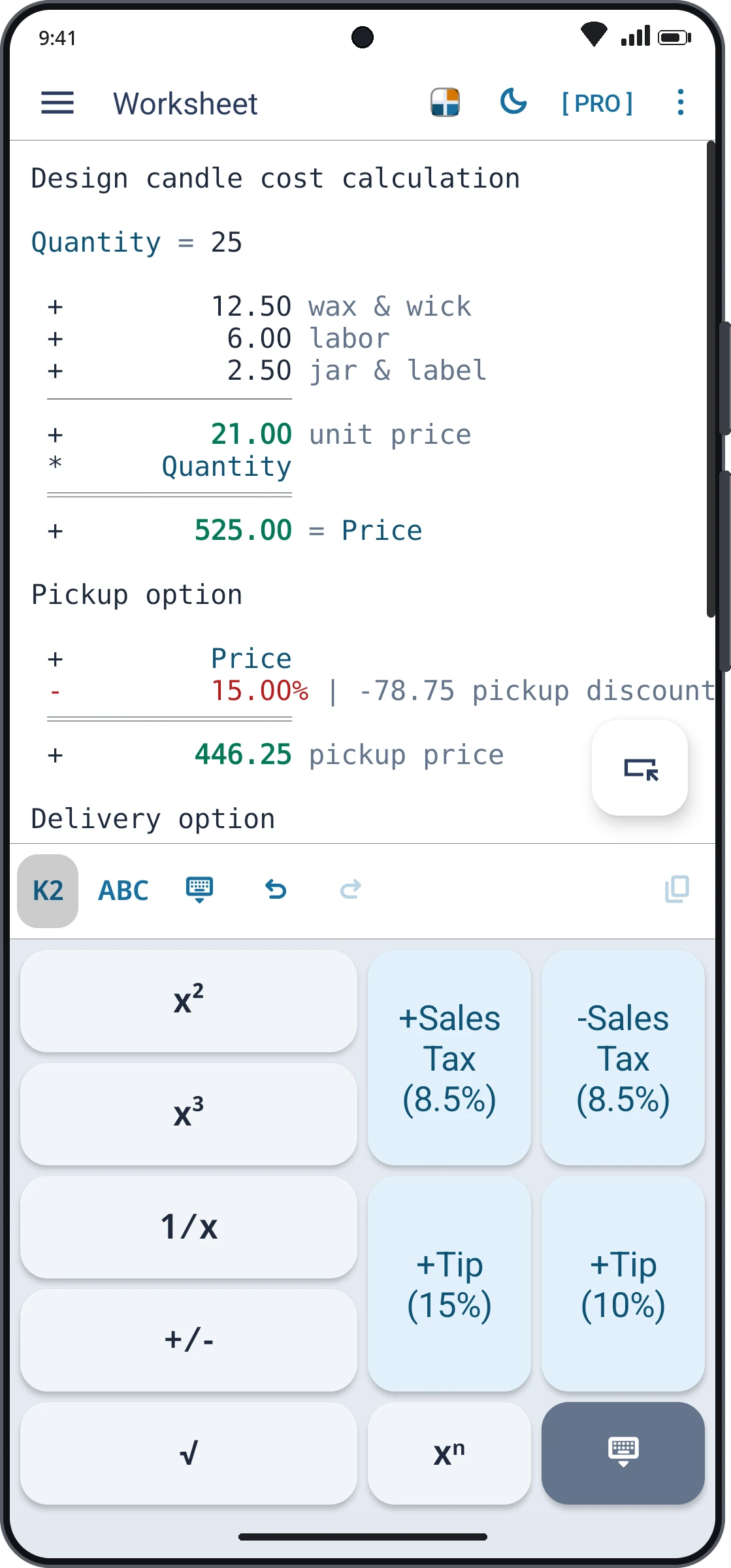 CalcTape for Android – screenshot